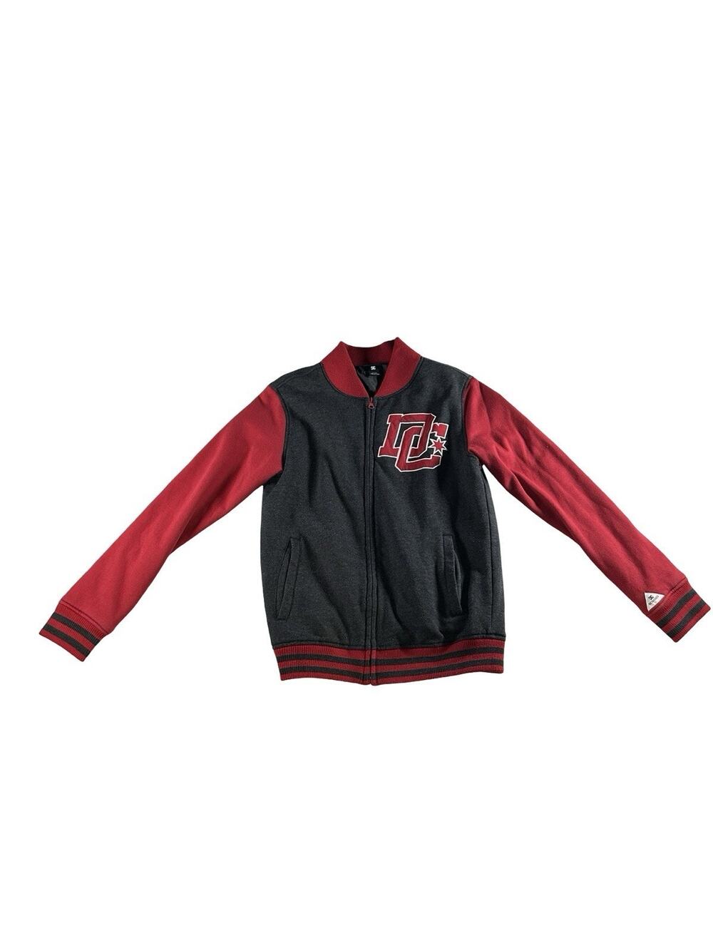 DC Shoes Varsity Bomber Jacket Men’s Small Gray Red Full Zip Coat